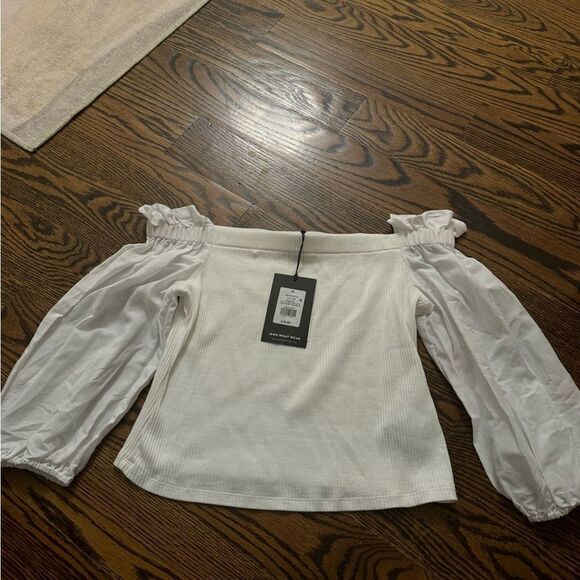 new who what wear off the shoulder long sleeve blouse - Picture 1 of 3